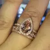 2ct Pear Cut 3pc Bridal Set in Rose Gold