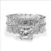 2ct Princess Cut White Sapphire 2pcs Bridal Set