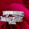 2ct Princess Cut White Sapphire 2pcs Bridal Set