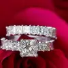 2ct Princess Cut White Sapphire 2pcs Bridal Set