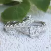 2ct Princess Cut White Sapphire 2pcs Bridal Set