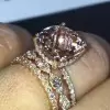 3.85ct Cushion Cut 3pcs Bridal Set in Rose Gold