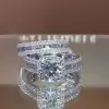 2ct Round Cut White Sapphire 2pcs Bridal Set