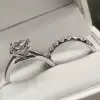 1.25ct Round Cut White Sapphire 2pcs Bridal Set