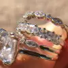 2ct Asscher Cut White Sapphire 3pcs Bridal Set