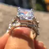 Handmade 3.8 Ct Asscher Cut Ring With East-west Set Baguette Cut Band