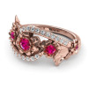 Round Cut Ruby Flower Cocktail Ring