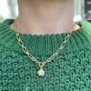 3.8ct Round Cut Pendant Chain Link Necklace