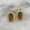 4ctw Halo Bicolor Tourmaline Stud Earrings