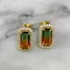 4ctw Halo Bicolor Tourmaline Stud Earrings