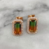 4ctw Halo Bicolor Tourmaline Stud Earrings