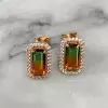 4ctw Halo Bicolor Tourmaline Stud Earrings