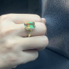 6.2ct Halo Emerald Cut Bicolor Tourmaline Engagement Ring