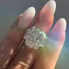8.4ct Radiant Cut White Sapphire Three Stone Engagement Ring