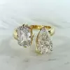 8ctw Emerald and Pear Cut Toi Et Moi Engagement Ring