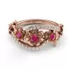 Round Cut Ruby Flower Cocktail Ring
