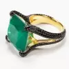 12ct Princess Cut Emerald Bold Paved Ring
