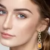 4.25ct Emerald Cut Champagne Sapphire Drop Earrings