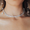 50CTW Pear Cut White Sapphire Tennis Necklace