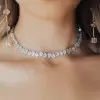 50CTW Pear Cut White Sapphire Tennis Necklace