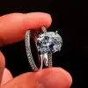 Handmade 4 Ct Oval Cut 925 Sterling Silver Wedding Set