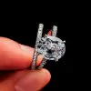 Handmade 4 Ct Oval Cut 925 Sterling Silver Wedding Set