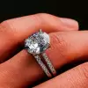 Handmade 4 Ct Oval Cut 925 Sterling Silver Wedding Set