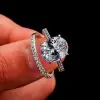 Handmade 4 Ct Oval Cut 925 Sterling Silver Wedding Set