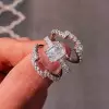 4ct Radiant Cut White Sapphire 3pcs Bridal Set
