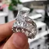 Handmade Radiant Cut Ring Set
