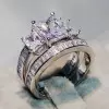1.5ct Radiant Cut White Sapphire 2pcs Bridal Set