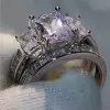 1.5ct Radiant Cut White Sapphire 2pcs Bridal Set