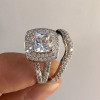 2.5ct Cushion Cut White Sapphire 2pcs Bridal Set