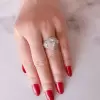 Handmade Double Halo 1.4 ct Pear Cut 3 Stone Ring Set
