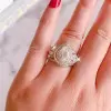 Handmade Double Halo 1.4 ct Pear Cut 3 Stone Ring Set