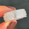 Bezel Setting Emerald Cut Sapphire Paved Wedding Band