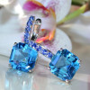 10CTW Asscher Cut Aquamarine Drop Earrings