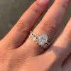 Handmade 2.65CT Oval Cut Ring Set in Rose Gold