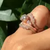 Handmade1.5ct  Oval Cut  Ring with Crown Wedding Band