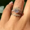 Handmade1.5ct  Oval Cut  Ring with Crown Wedding Band