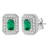 3ctw Emerald Cut Halo Stud Earrings