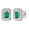 3ctw Emerald Cut Halo Stud Earrings