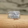 2ct Princess Cut White Sapphire 3pcs Bridal Set