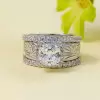 2ct Cushion Cut White Sapphire 3pcs Bridal Set
