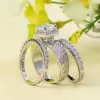 2ct Cushion Cut White Sapphire 3pcs Bridal Set