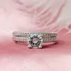 Handmade 1.5 Ct Round Cut Classic Sterling Silver Ring Set
