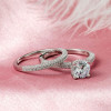 Handmade 1.5 Ct Round Cut Classic Sterling Silver Ring Set