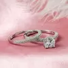 Handmade 1.5 Ct Round Cut Classic Sterling Silver Ring Set