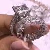 6ct Princess Cut White Sapphire 2pcs Bridal Set