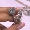6ct Princess Cut White Sapphire 2pcs Bridal Set